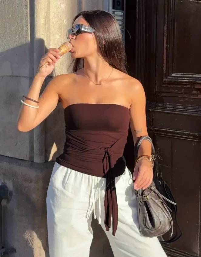 Tie-Front Bandeau Top – #Bershkastyle – Women Tie-Front Bandeau Top – #Bershkastyle – Women