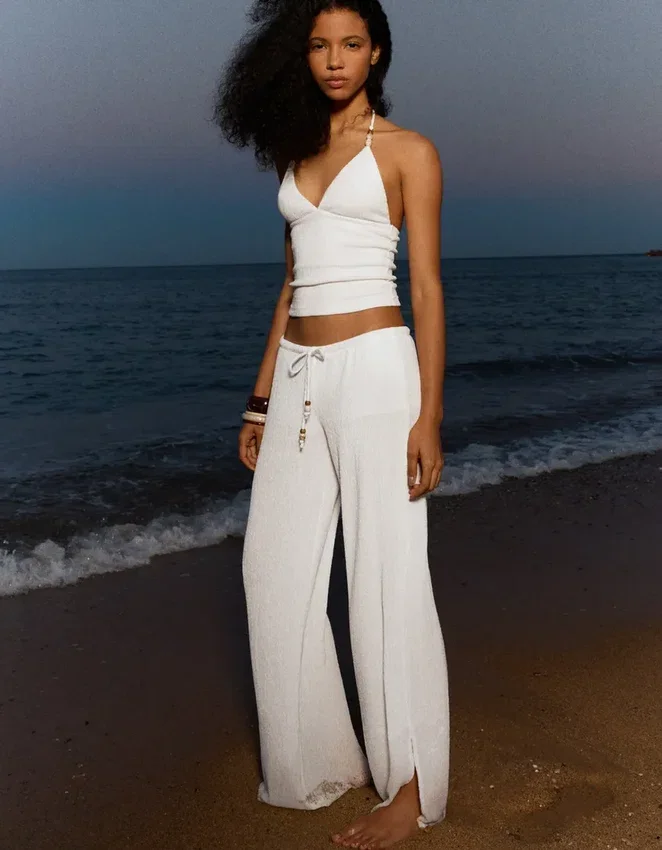 Wide-Leg Trousers with Elasticated Waist Wide-Leg Trousers with Elasticated Waist